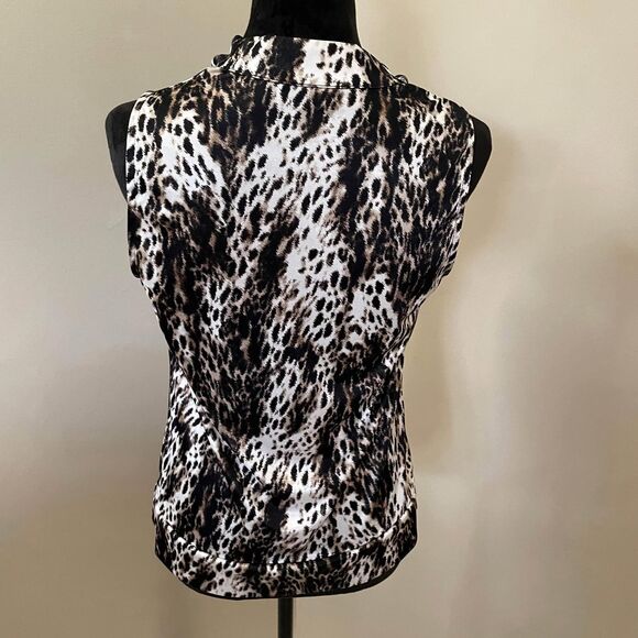 Alfani Cowl Neck Animal Print Sleeveless Blouse Size Medium Career Stylish - Picture 4 of 8